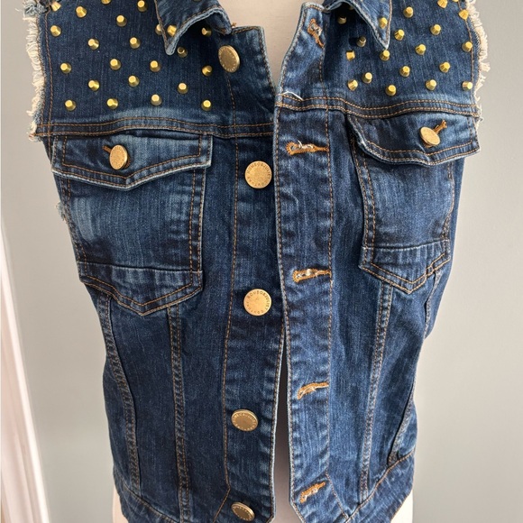 Gold Studded Denim Vest size Small - Picture 1 of 6